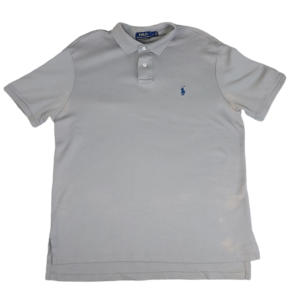 Polo Ralph Lauren Size L Custom Fit Gray Black Pony Short Sleeve Polo Shirt